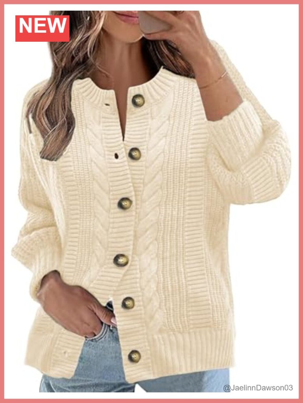 Cable Knit Open Front Cardigan Button Down Long Sleeve Sweater